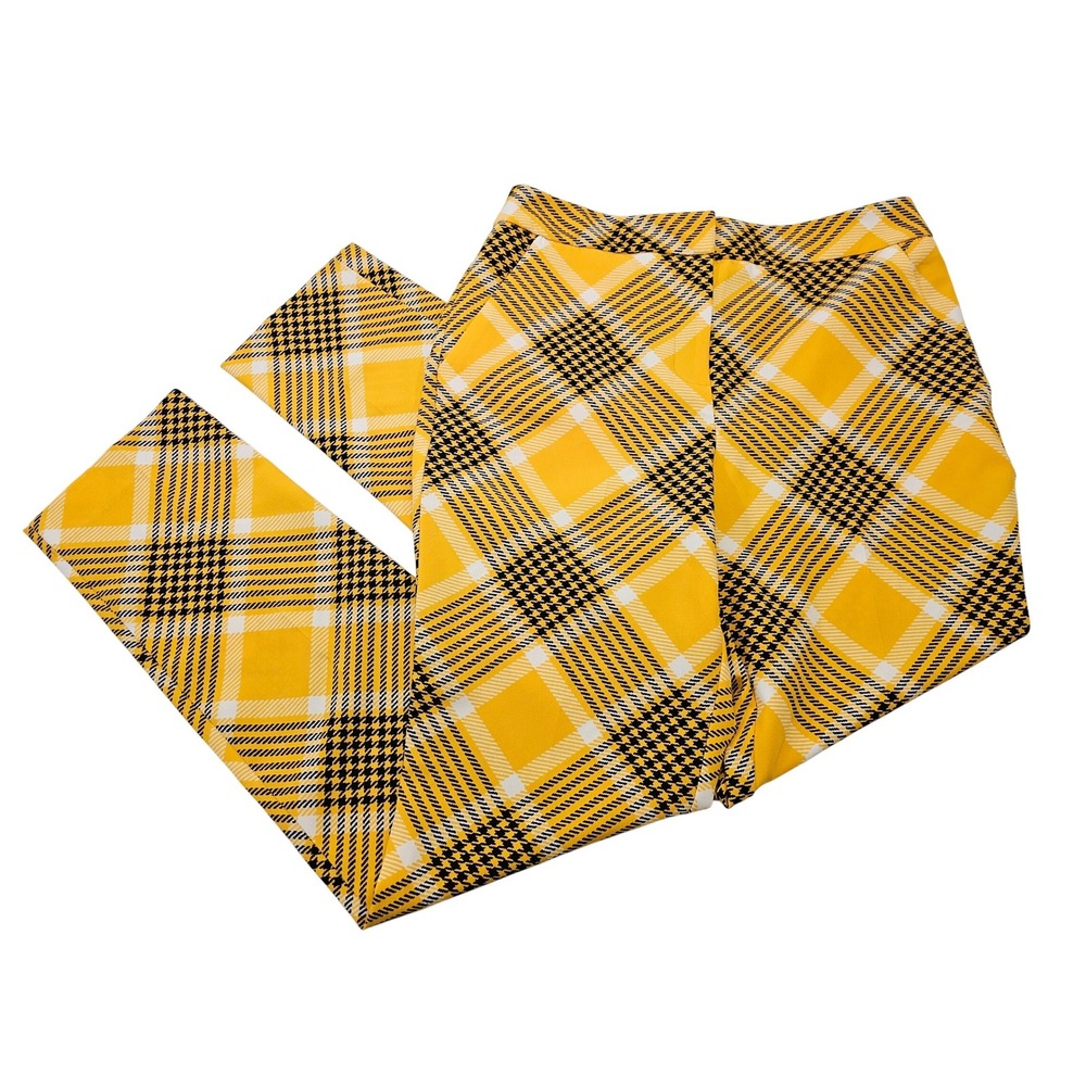 NY & Company‎ Women's Yellow Plaid Print Dress Pants Size 6 Flare Leg Clueless